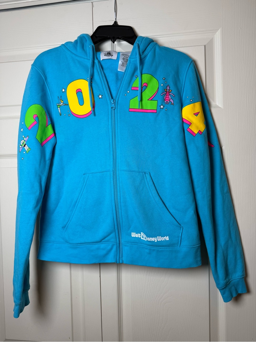 Disney 2024 Walt Disney World Figment Tinkerbell‎ Blue Zip Up Hoodie Sweatshirt